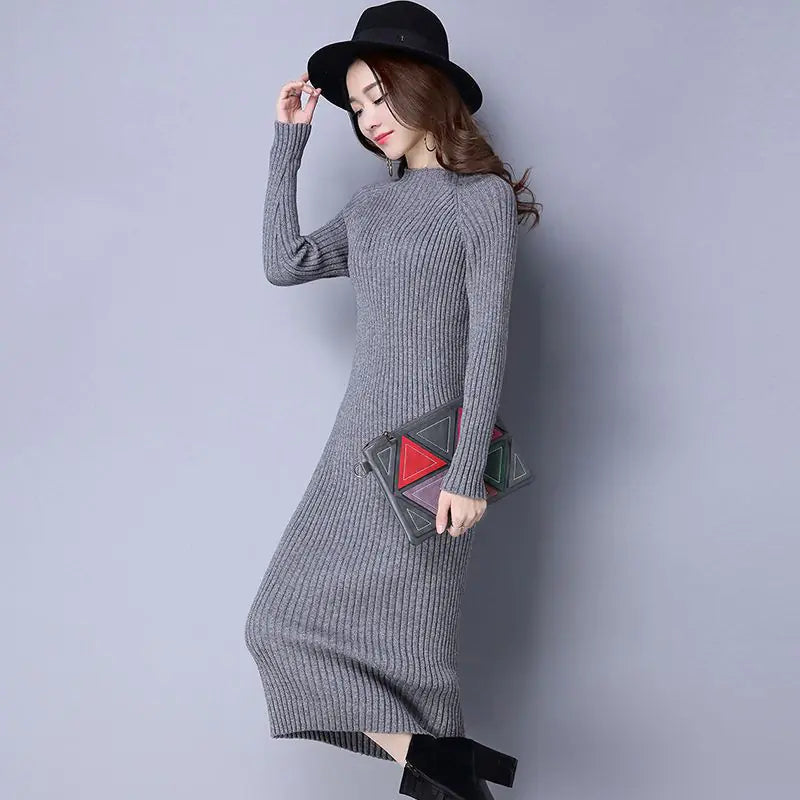 Thick Knit Long Sleeve Dress for Fall/Winter