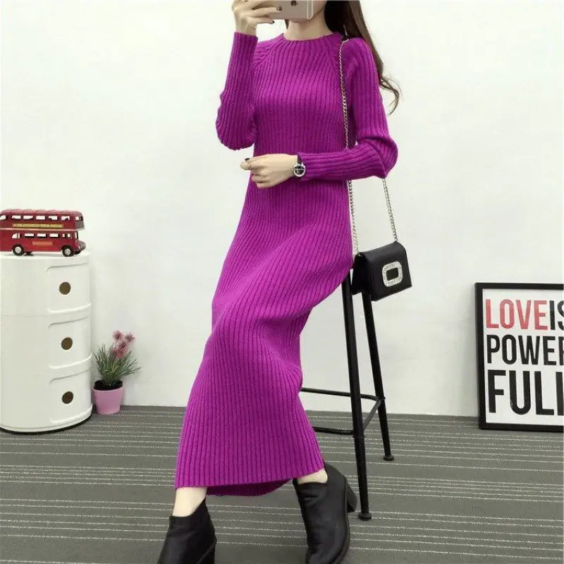 Thick Knit Long Sleeve Dress for Fall/Winter