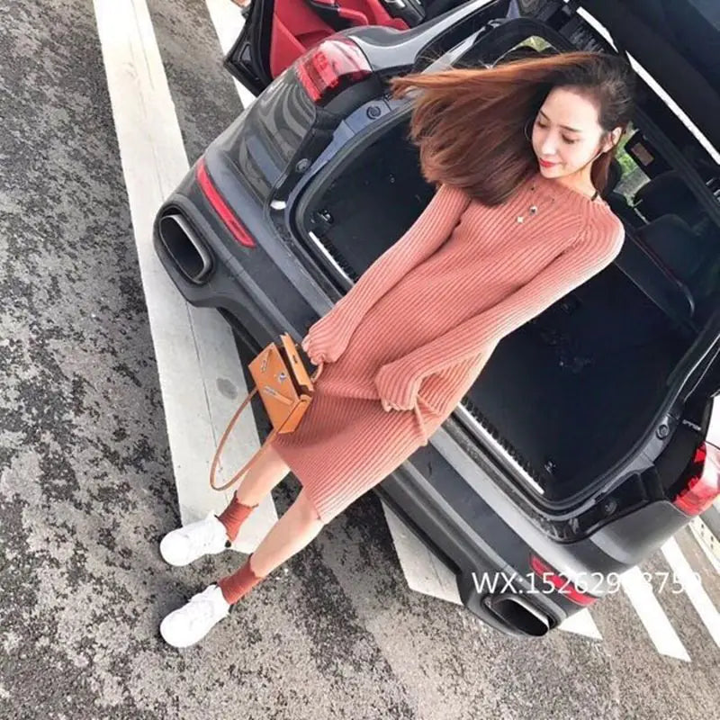 Thick Knit Long Sleeve Dress for Fall/Winter