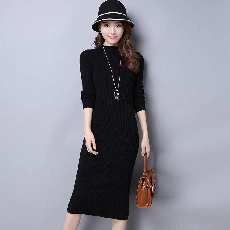 Thick Knit Long Sleeve Dress for Fall/Winter