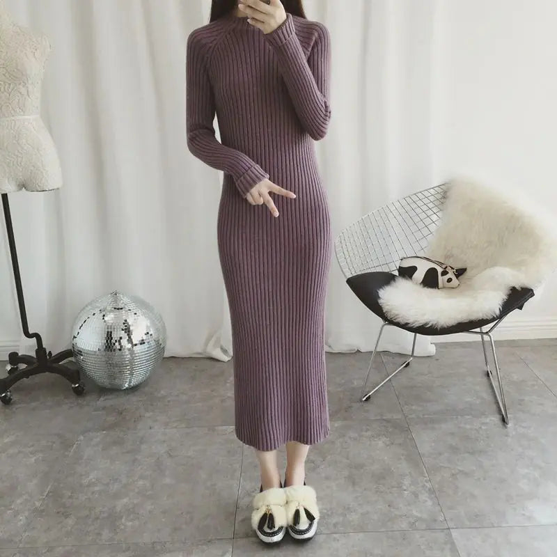 Thick Knit Long Sleeve Dress for Fall/Winter