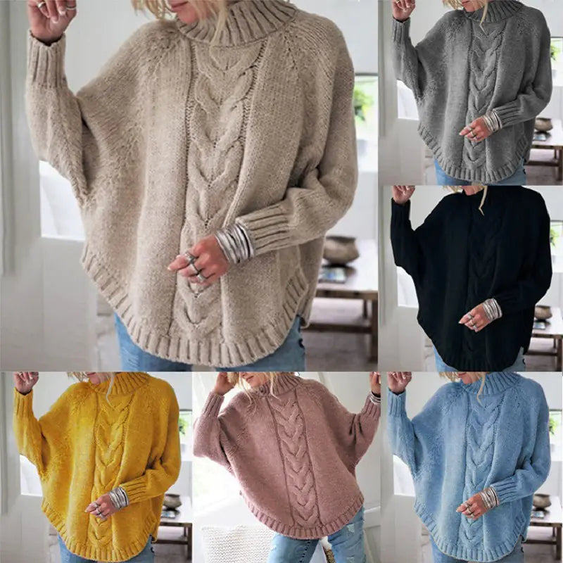 Loose Batwing Sleeve Knit Sweater for Women