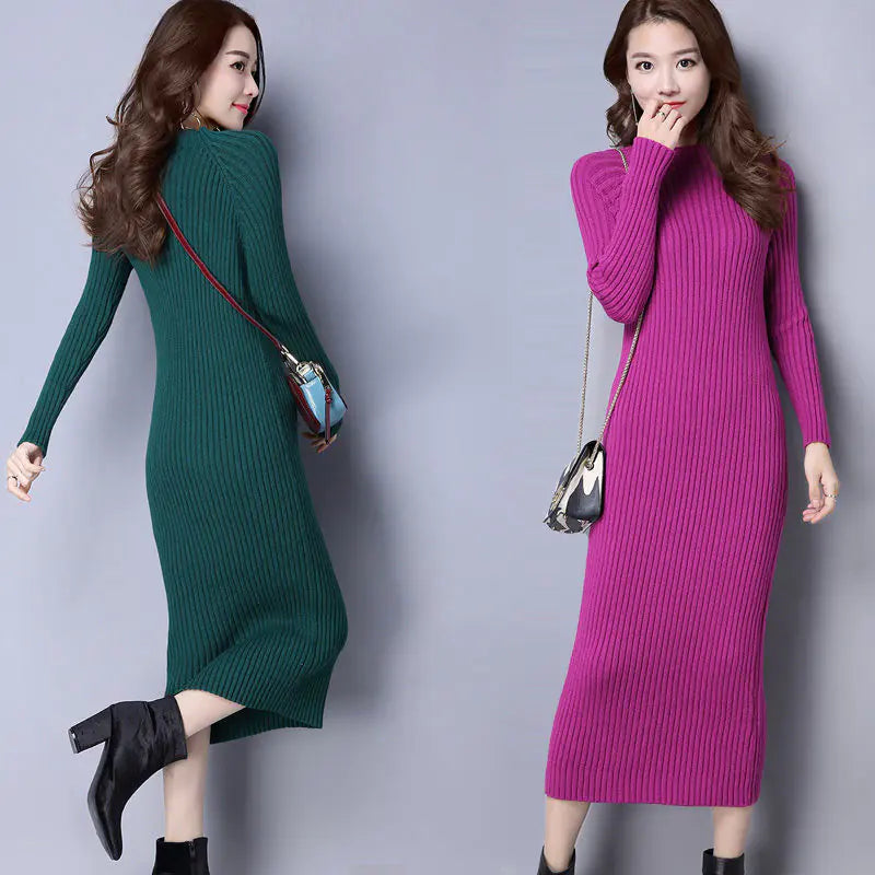 Thick Knit Long Sleeve Dress for Fall/Winter