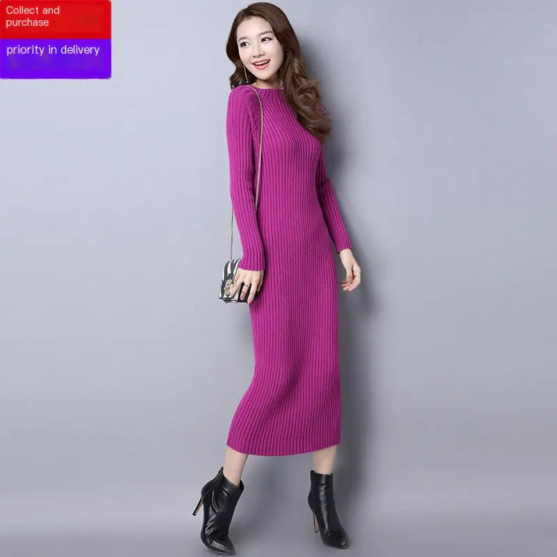 Thick Knit Long Sleeve Dress for Fall/Winter
