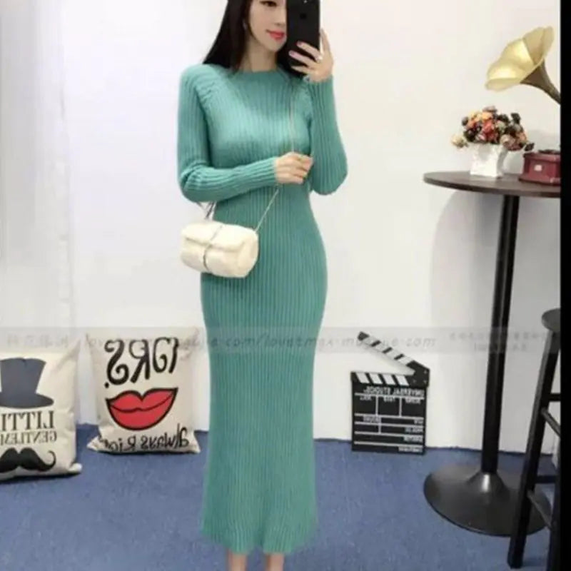 Thick Knit Long Sleeve Dress for Fall/Winter